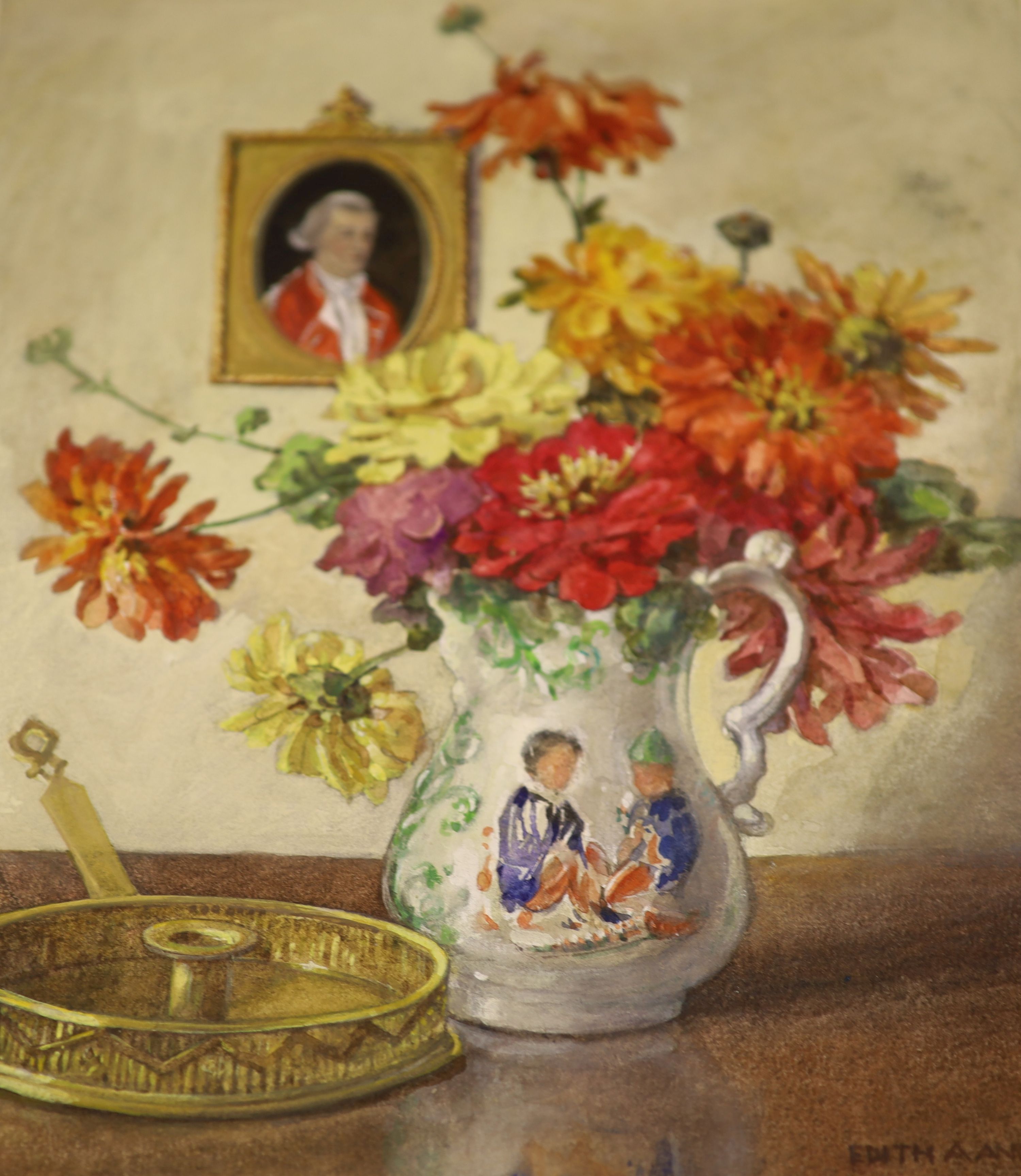 Edith Alice Andrews (1873-1958), four small still life watercolours of flowers, 29 x 20cm (largest)